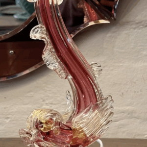 Pair of Venetian Murano rich pink & gold lamps.